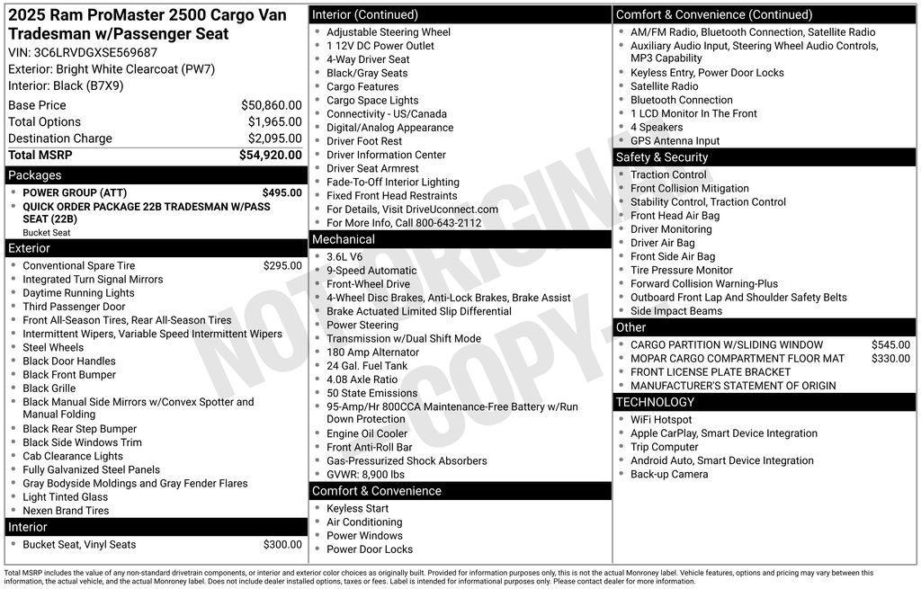new 2025 Ram ProMaster 2500 car, priced at $46,932