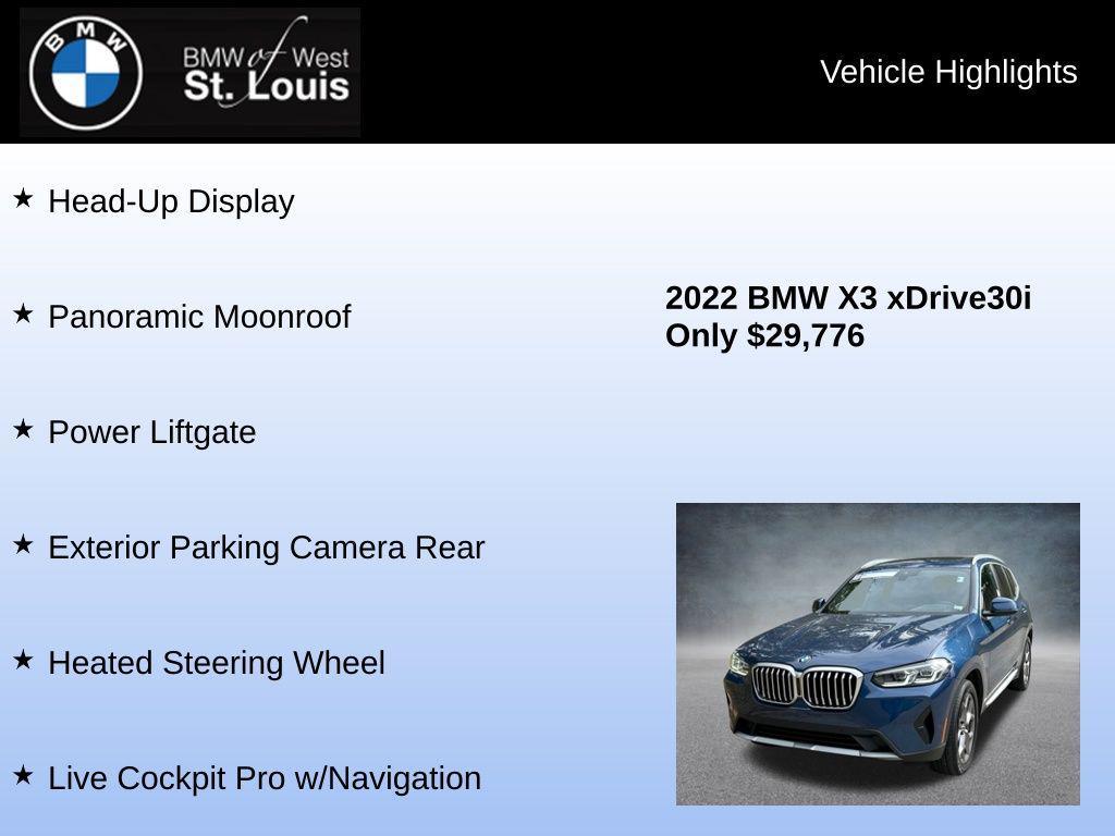 used 2022 BMW X3 car, priced at $28,885