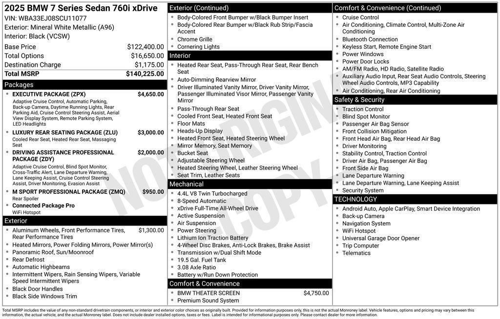 used 2025 BMW 760 car, priced at $98,959