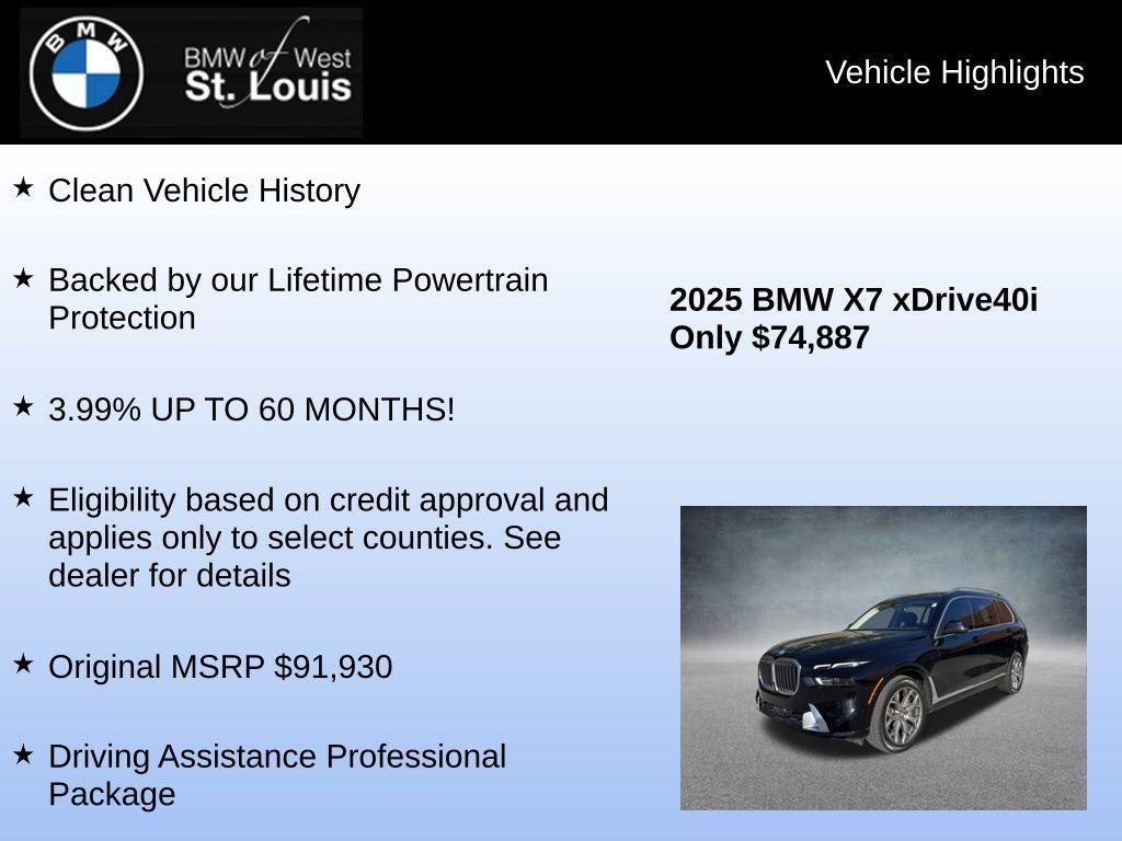 used 2025 BMW X7 car, priced at $74,887