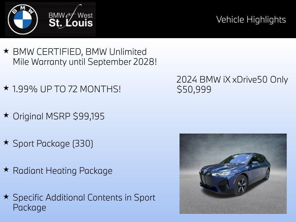 used 2024 BMW iX car, priced at $51,915