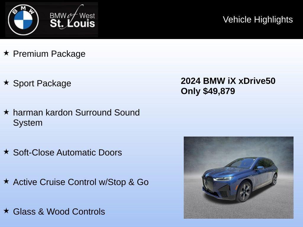 used 2024 BMW iX car, priced at $49,879