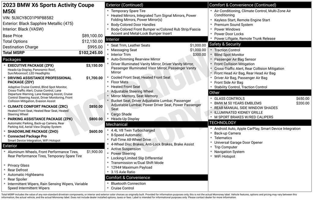 used 2023 BMW X6 car, priced at $63,983