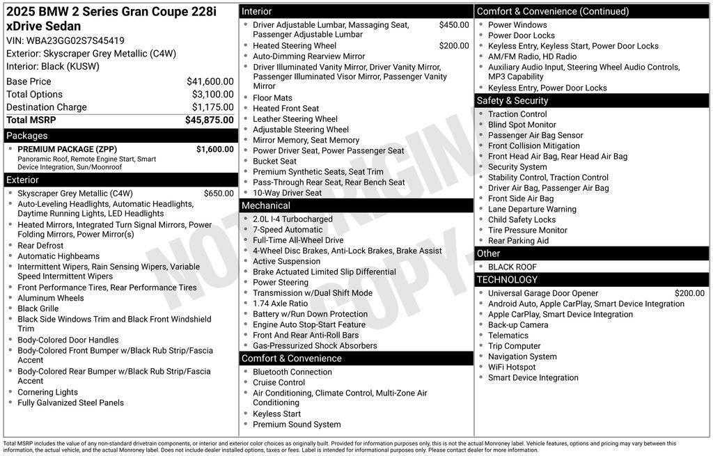 used 2025 BMW 228 Gran Coupe car, priced at $36,988