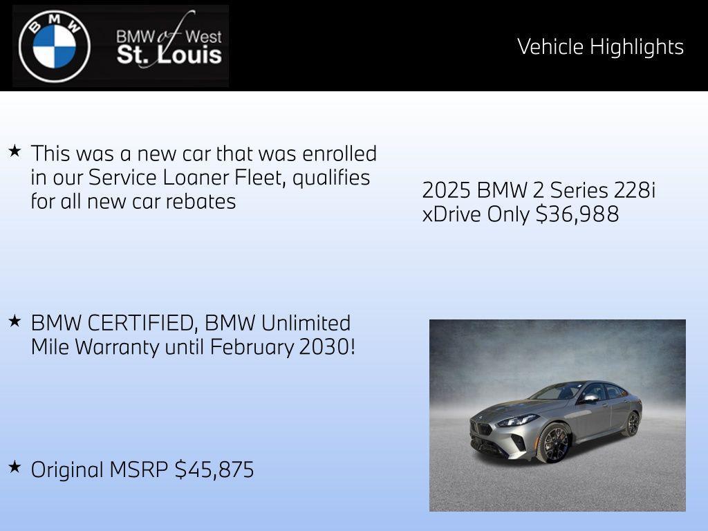 used 2025 BMW 228 Gran Coupe car, priced at $36,988