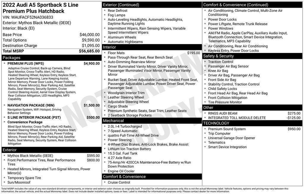 used 2022 Audi A5 Sportback car, priced at $31,806