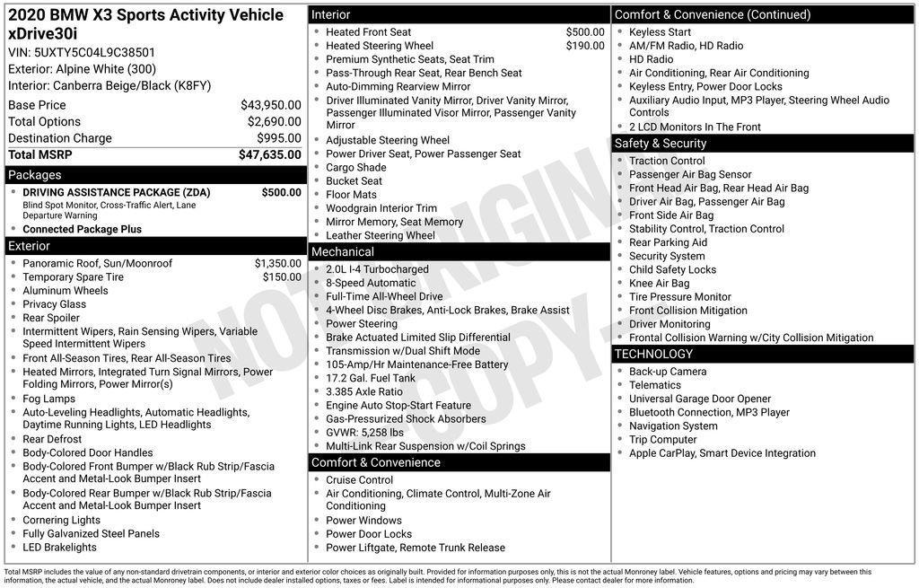 used 2020 BMW X3 car, priced at $23,767