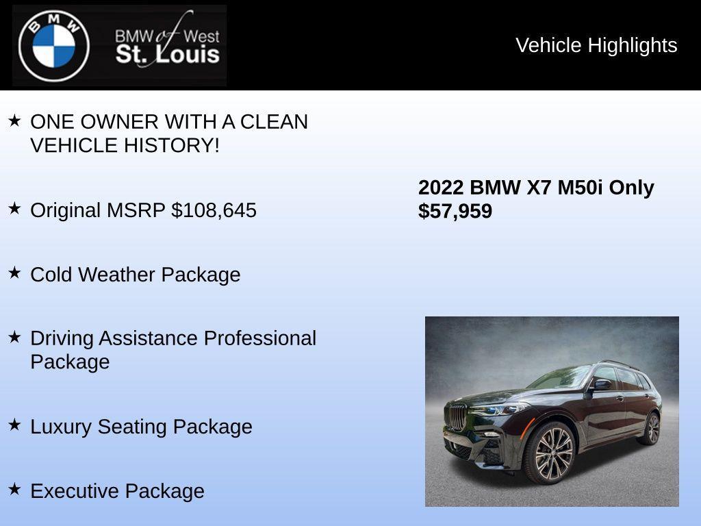 used 2022 BMW X7 car, priced at $57,959