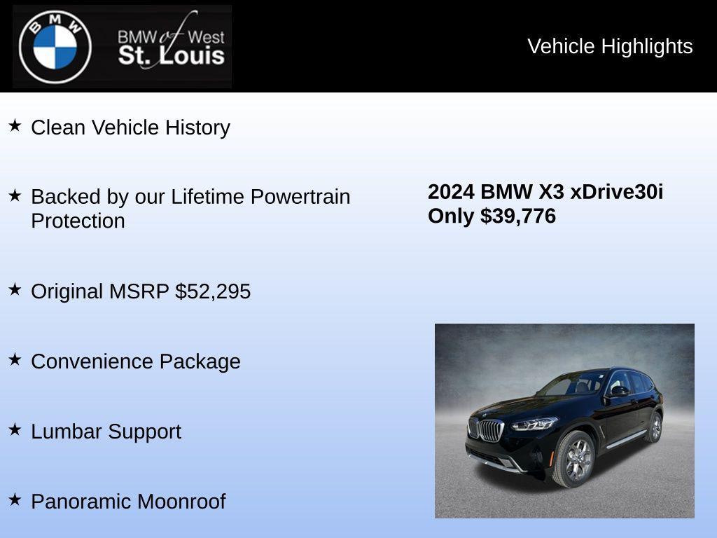 used 2024 BMW X3 car, priced at $37,855