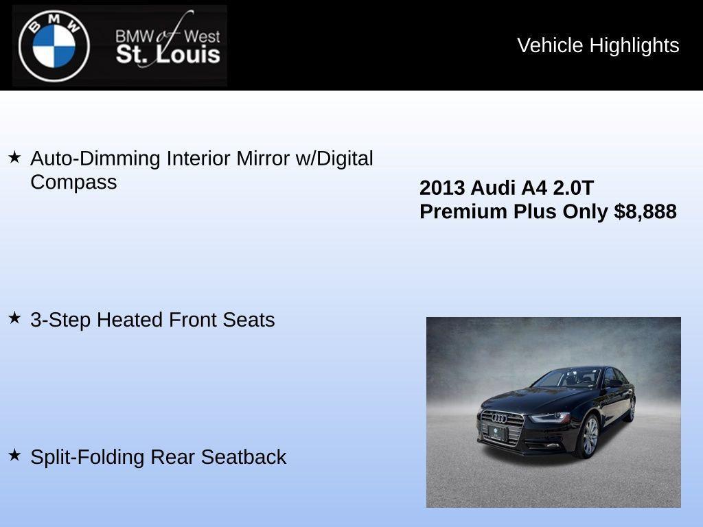used 2013 Audi A4 car, priced at $8,888