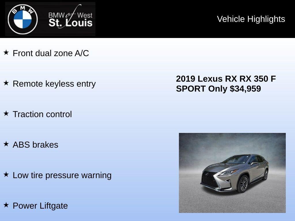 used 2019 Lexus RX 350 car, priced at $34,495