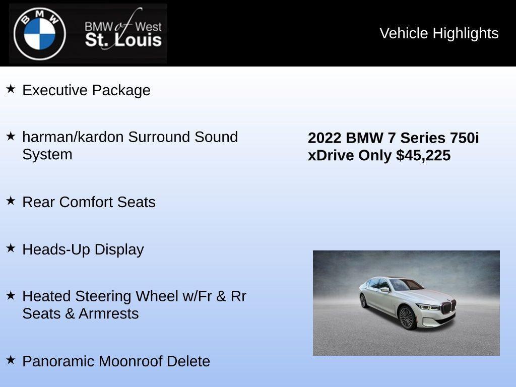 used 2022 BMW 750 car, priced at $45,225