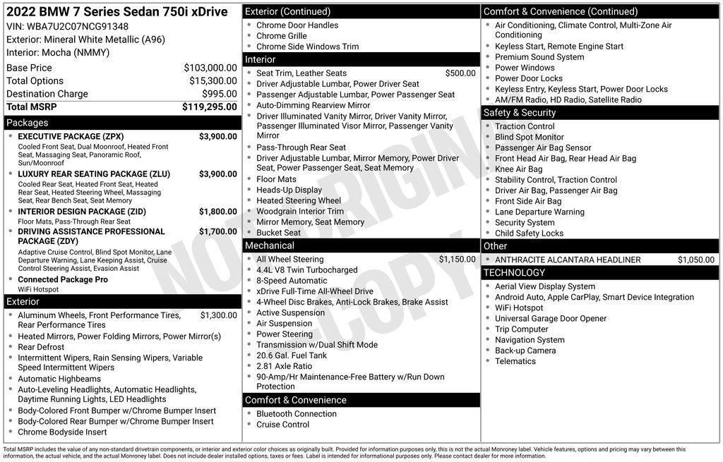 used 2022 BMW 750 car, priced at $45,225