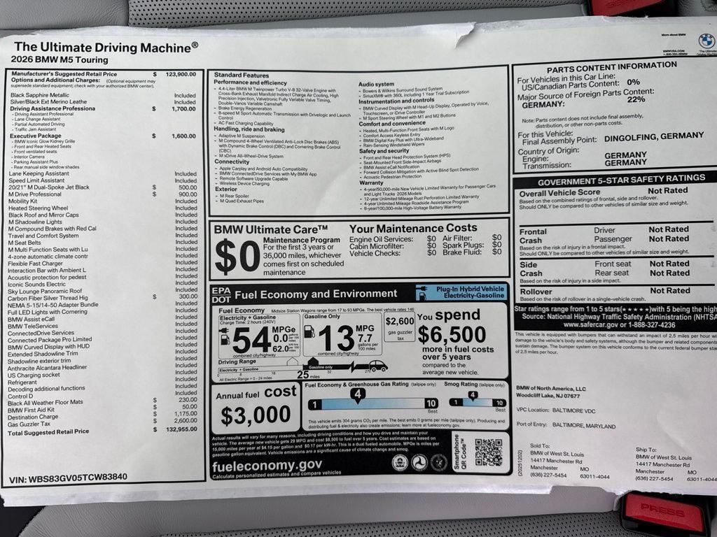 new 2026 BMW M5 car, priced at $132,955