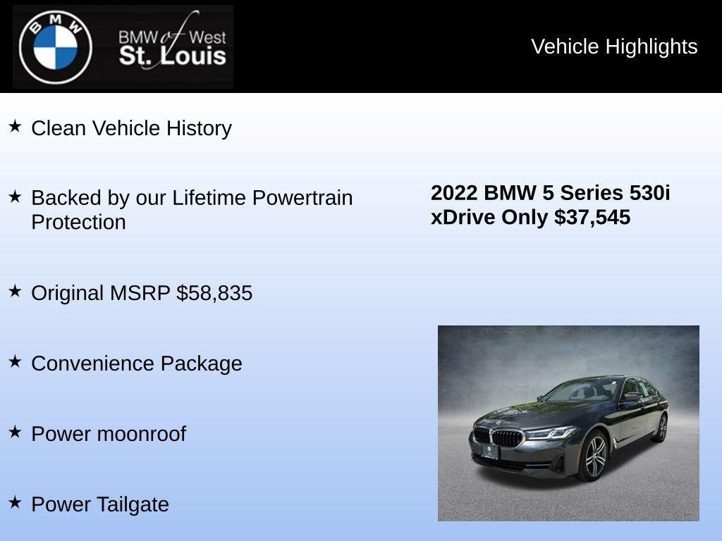 used 2022 BMW 530 car, priced at $37,855