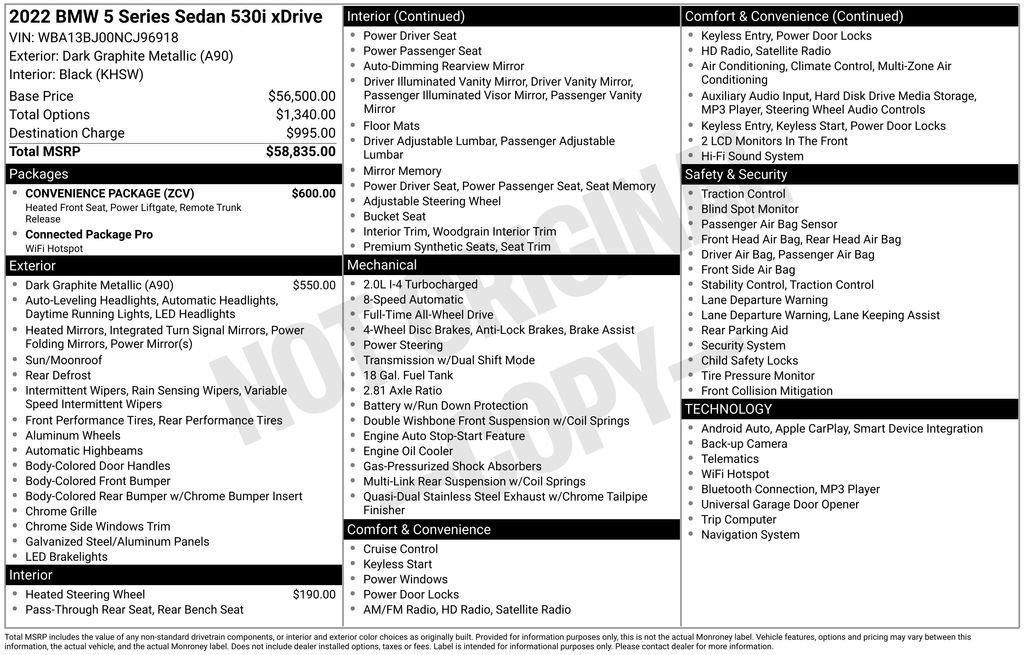 used 2022 BMW 530 car, priced at $37,855