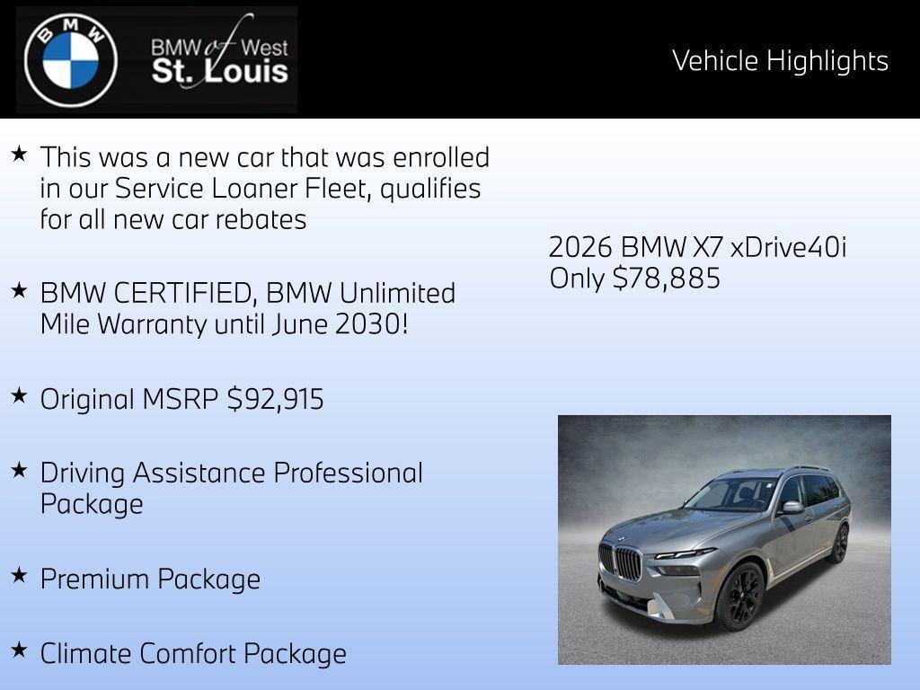 used 2026 BMW X7 car, priced at $78,885