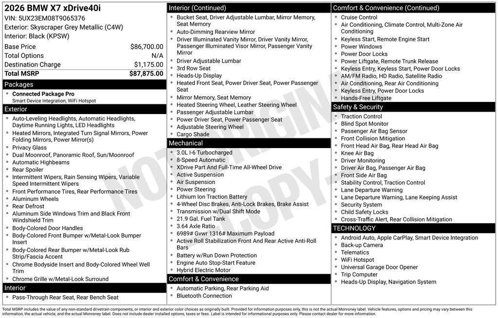 used 2026 BMW X7 car, priced at $85,915