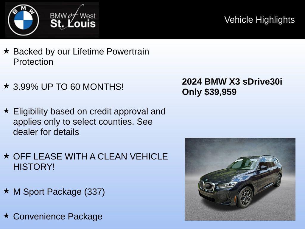 used 2024 BMW X3 car, priced at $39,959