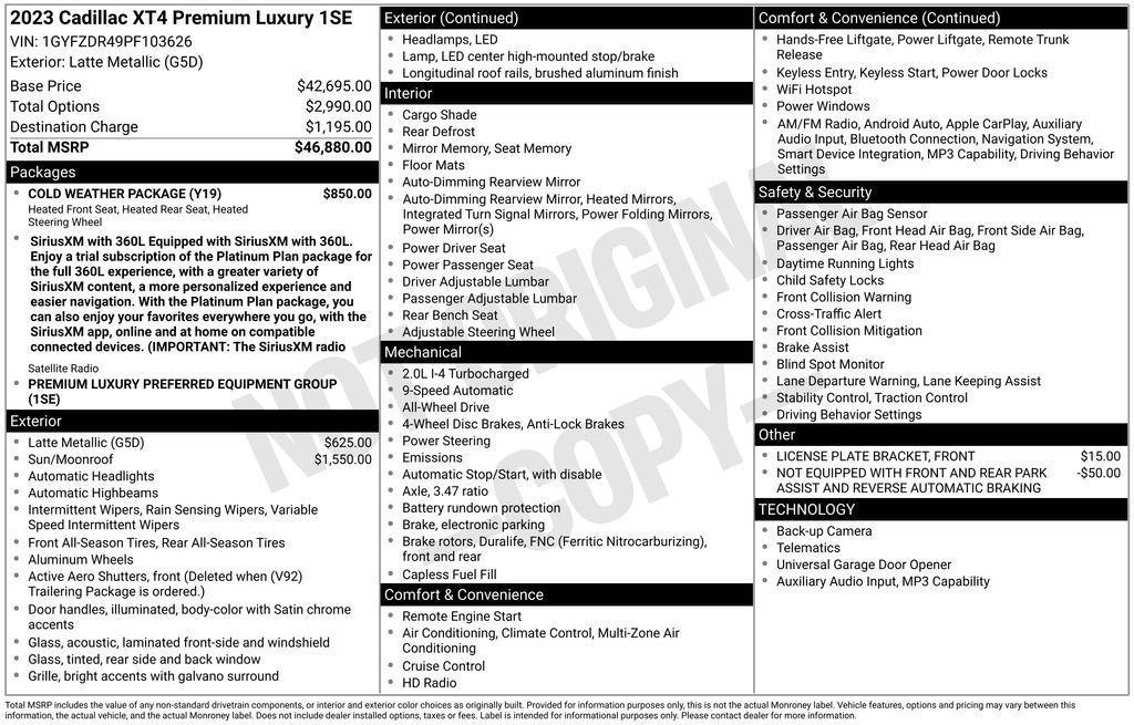 used 2023 Cadillac XT4 car, priced at $33,545