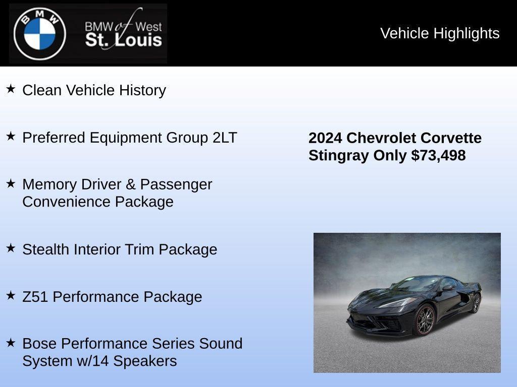 used 2024 Chevrolet Corvette car, priced at $70,855