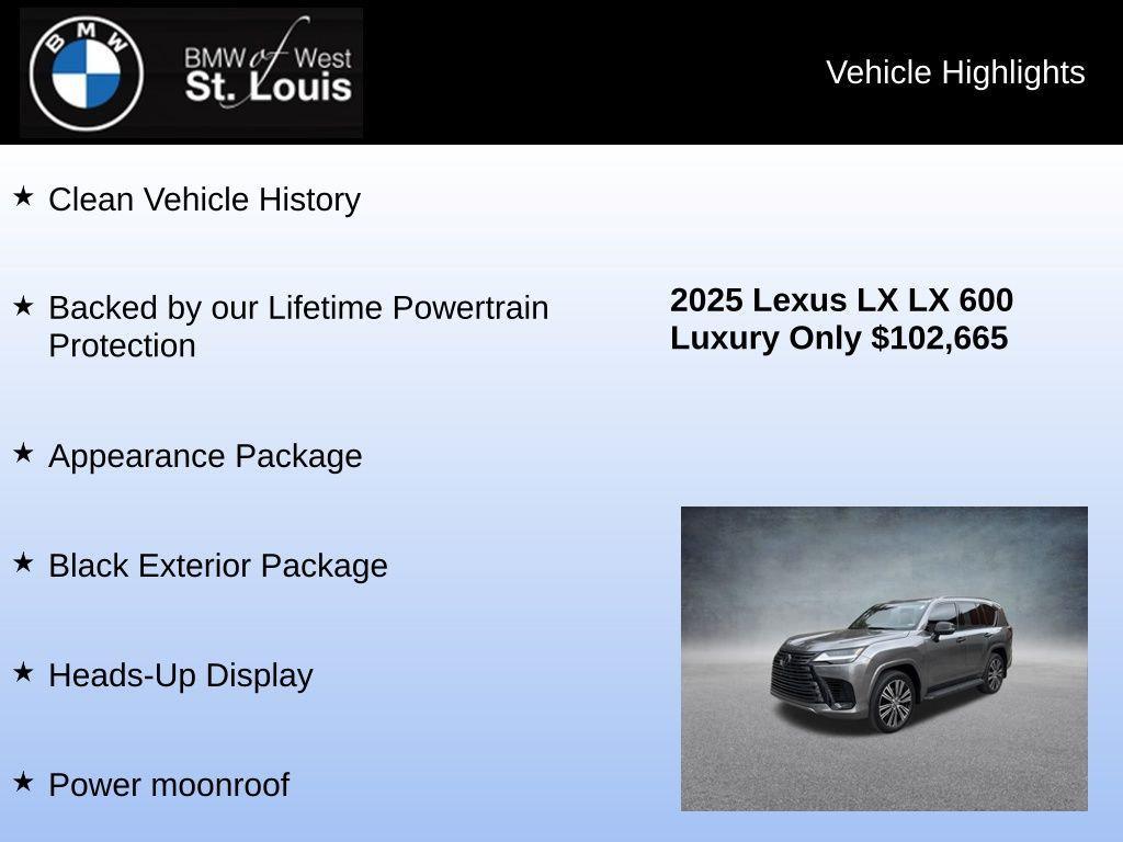 used 2025 Lexus LX 600 car, priced at $102,665