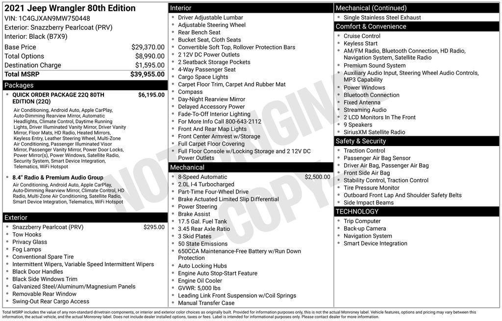 used 2021 Jeep Wrangler car, priced at $26,445