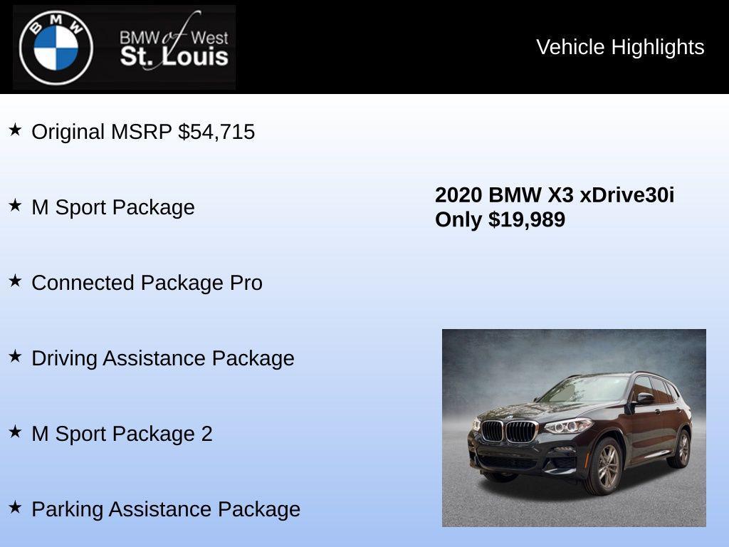 used 2020 BMW X3 car, priced at $19,989