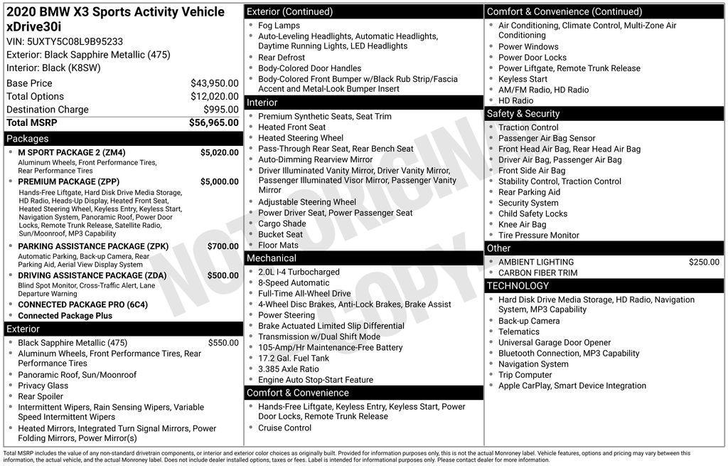 used 2020 BMW X3 car, priced at $19,989