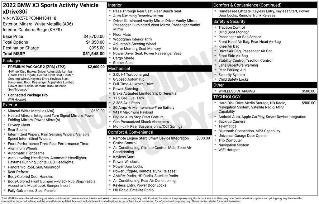 used 2022 BMW X3 car, priced at $35,422