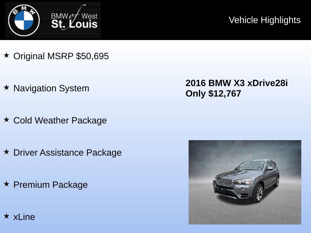 used 2016 BMW X3 car, priced at $12,345