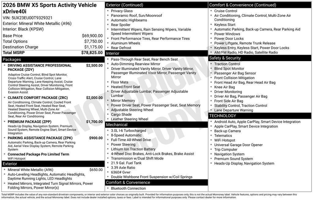 new 2026 BMW X5 car, priced at $79,800