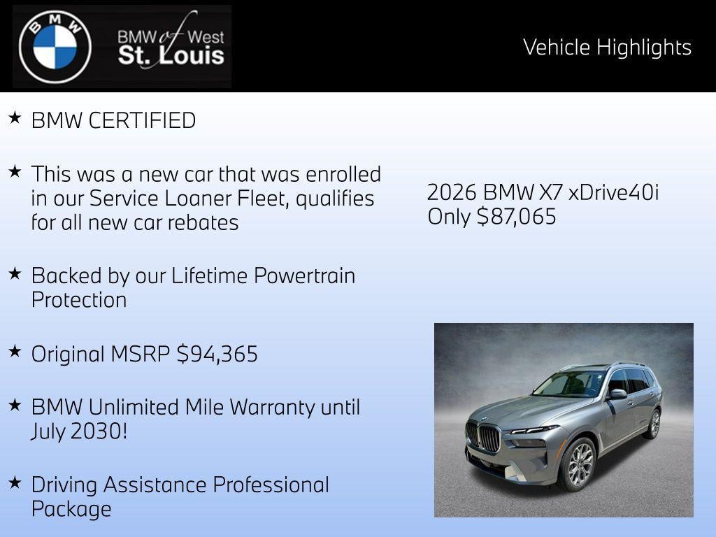 used 2026 BMW X7 car, priced at $87,065