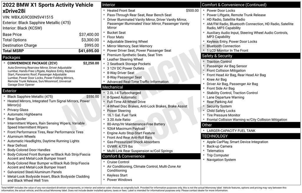 used 2022 BMW X1 car, priced at $23,357