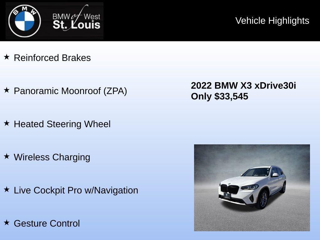 used 2022 BMW X3 car, priced at $33,295