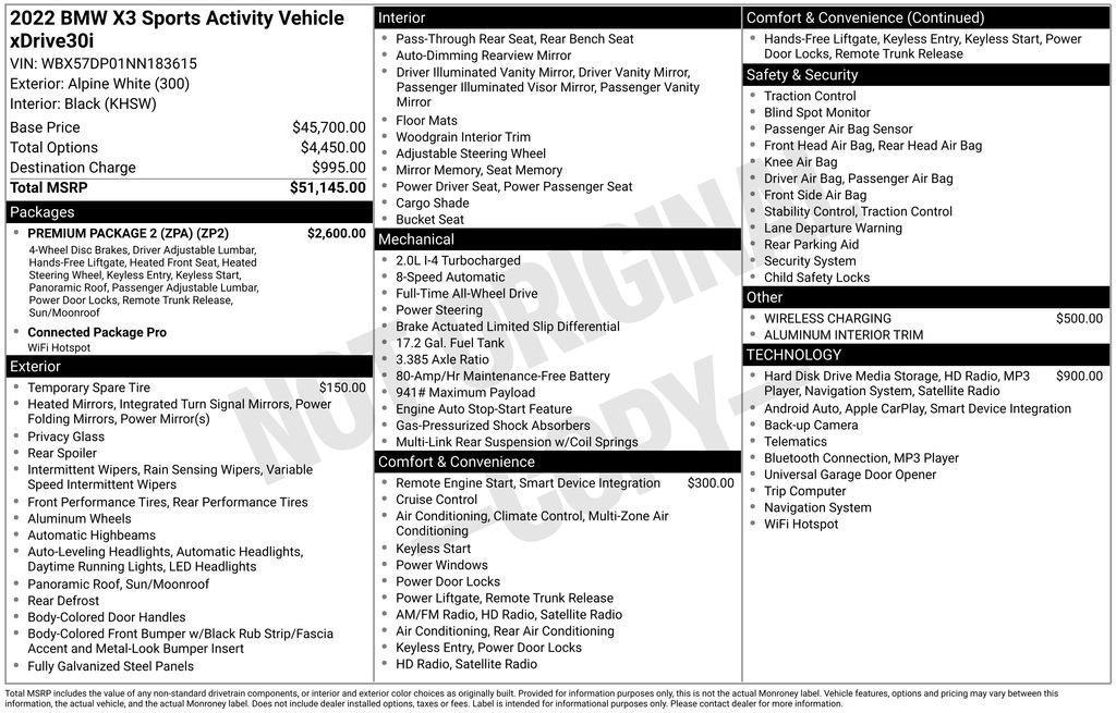 used 2022 BMW X3 car, priced at $33,295