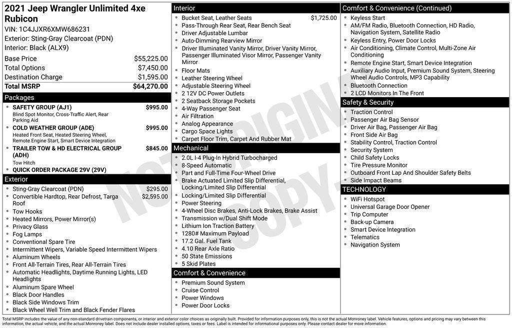 used 2021 Jeep Wrangler Unlimited 4xe car, priced at $23,885