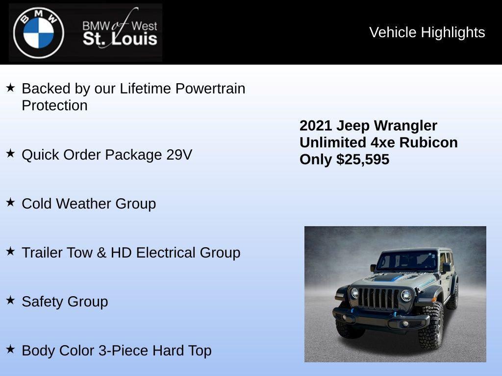 used 2021 Jeep Wrangler Unlimited 4xe car, priced at $23,885
