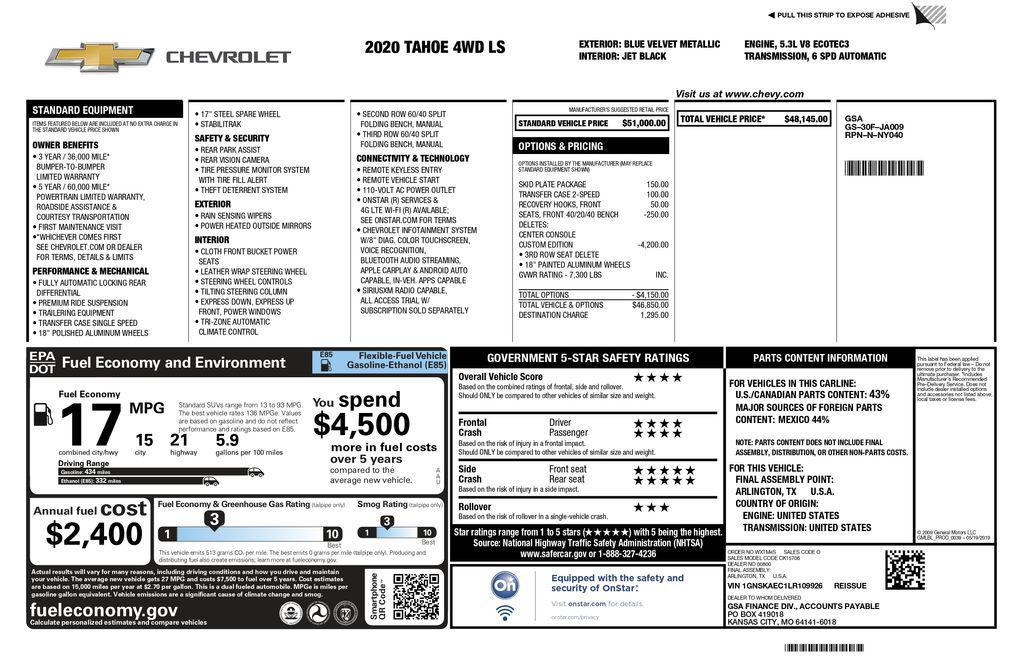 used 2020 Chevrolet Tahoe car, priced at $22,993