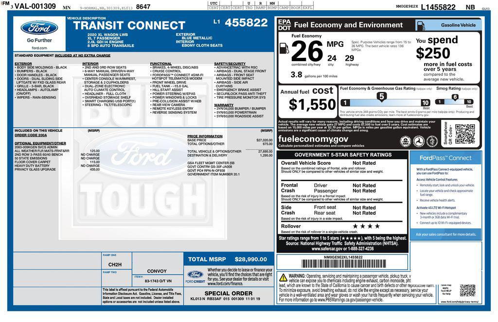 used 2020 Ford Transit Connect car, priced at $15,993