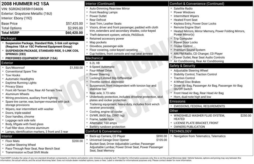 used 2008 Hummer H2 car, priced at $68,993