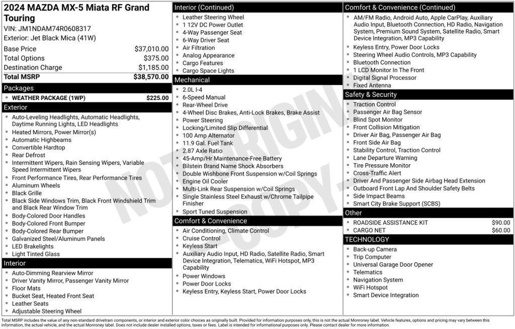 used 2024 Mazda MX-5 Miata RF car, priced at $28,893