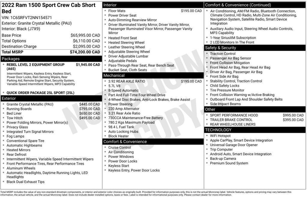 used 2022 Ram 1500 car, priced at $34,993