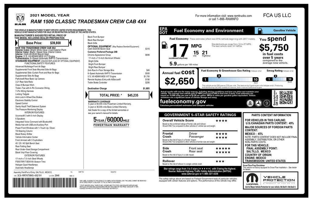 used 2021 Ram 1500 car, priced at $17,793