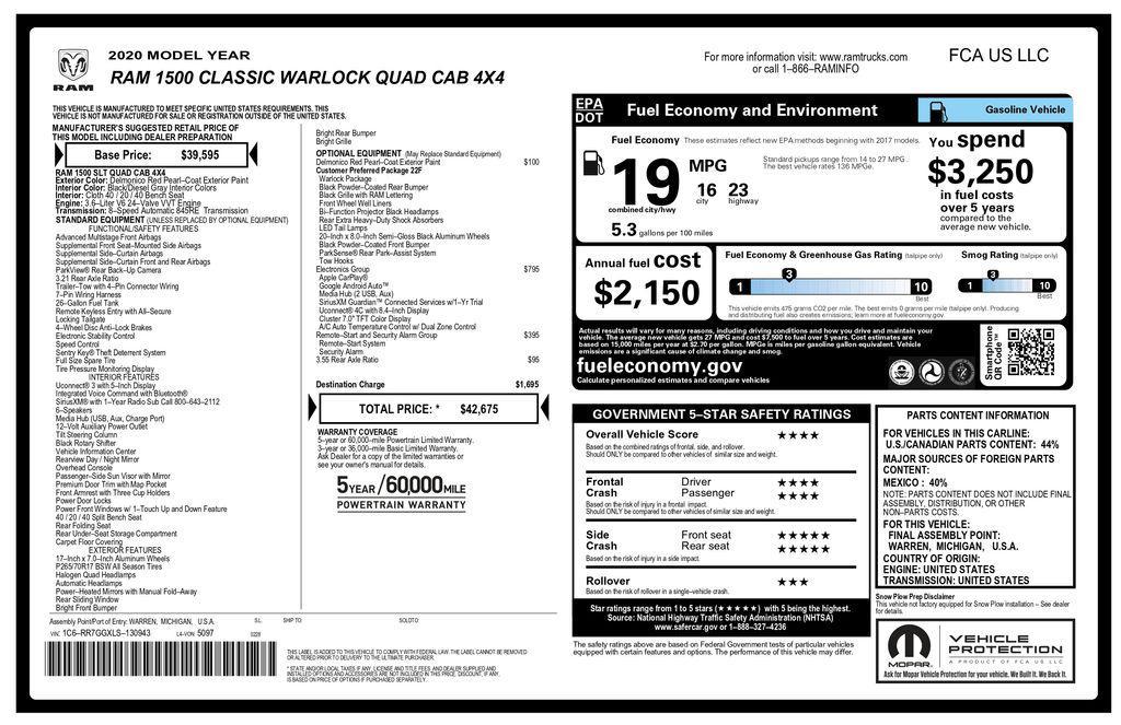 used 2020 Ram 1500 Classic car, priced at $21,793