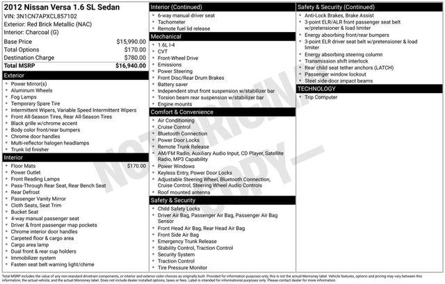 used 2012 Nissan Versa car, priced at $7,883