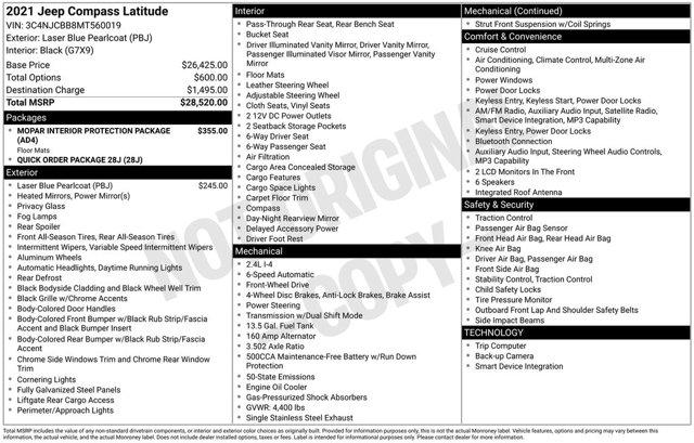 used 2021 Jeep Compass car, priced at $21,075