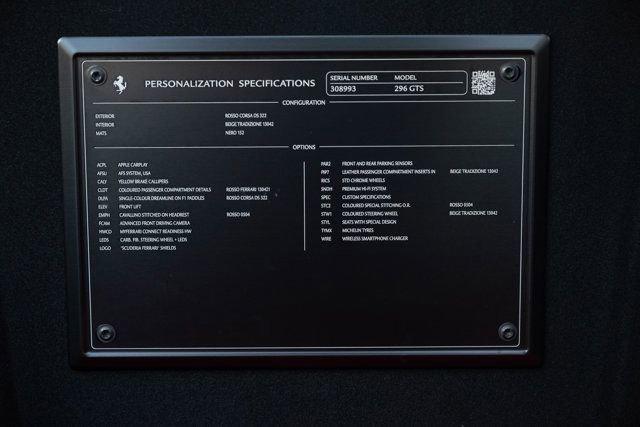 used 2024 Ferrari 296 GTS car, priced at $466,514