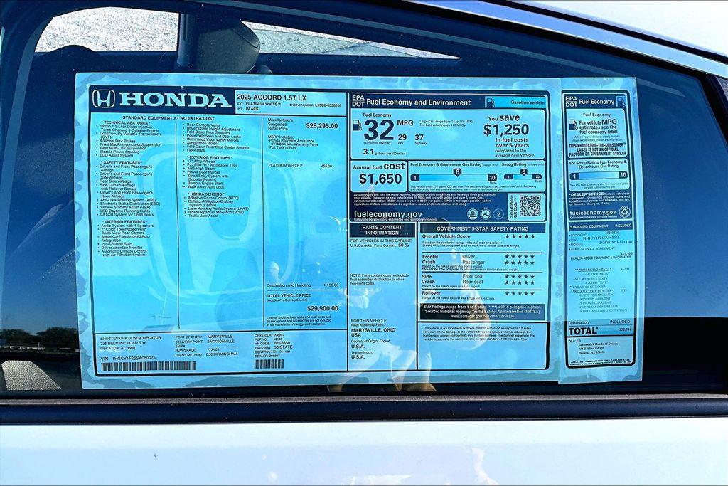 new 2025 Honda Accord car, priced at $29,900