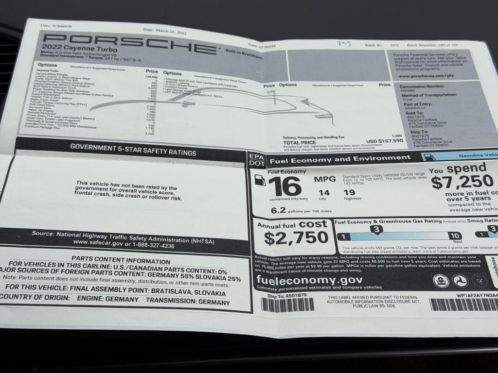 used 2022 Porsche Cayenne car, priced at $89,356